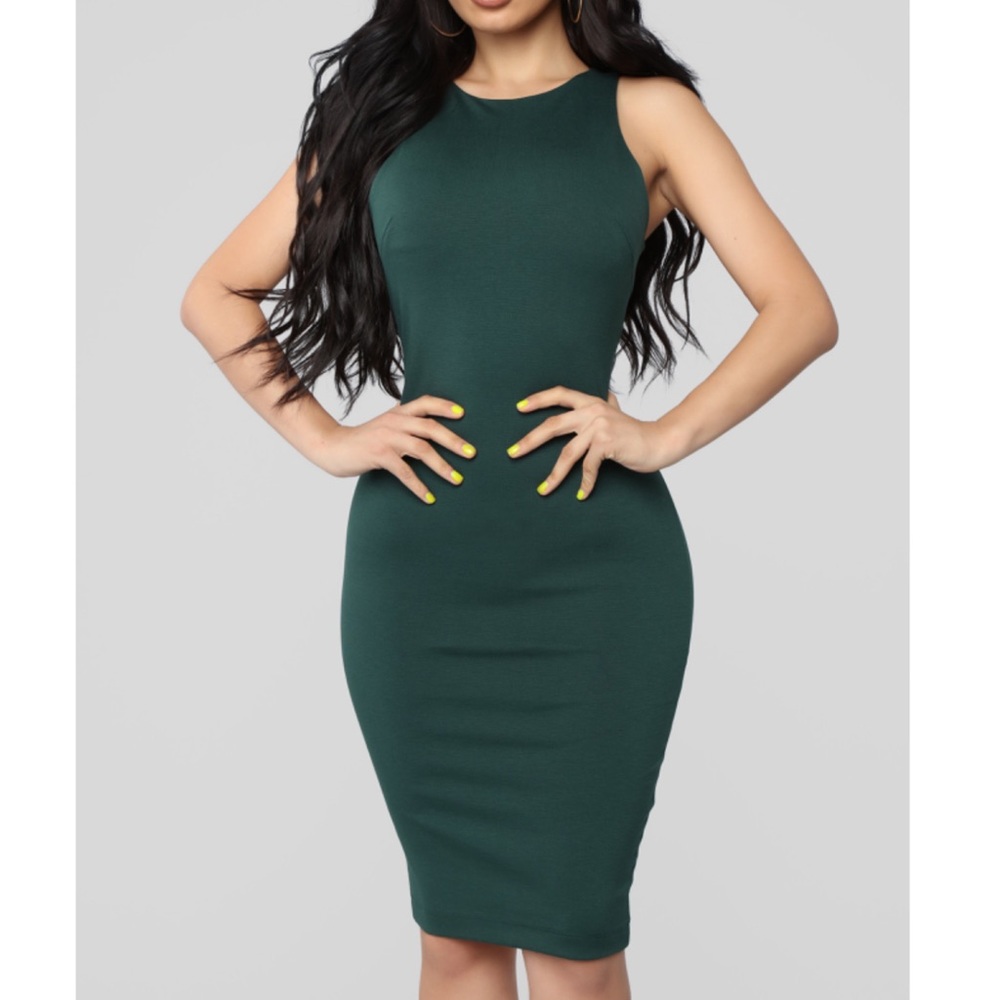Melinda Body Sculpting Midi Dress - Hunter Green